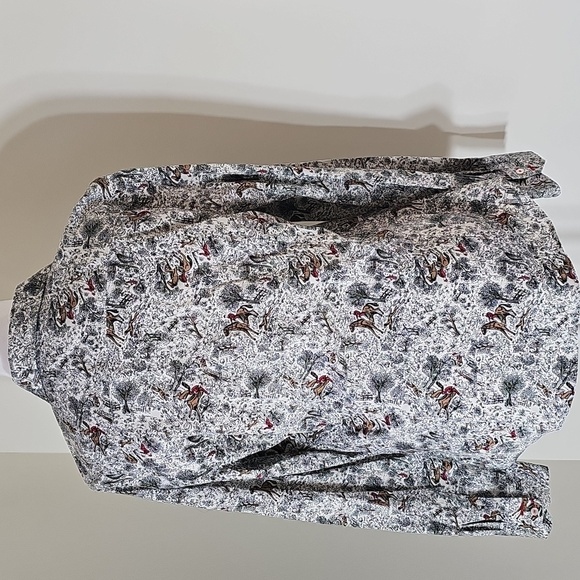 Talbots Equestrian Horses print button up top shirt sz 2 - Picture 3 of 7